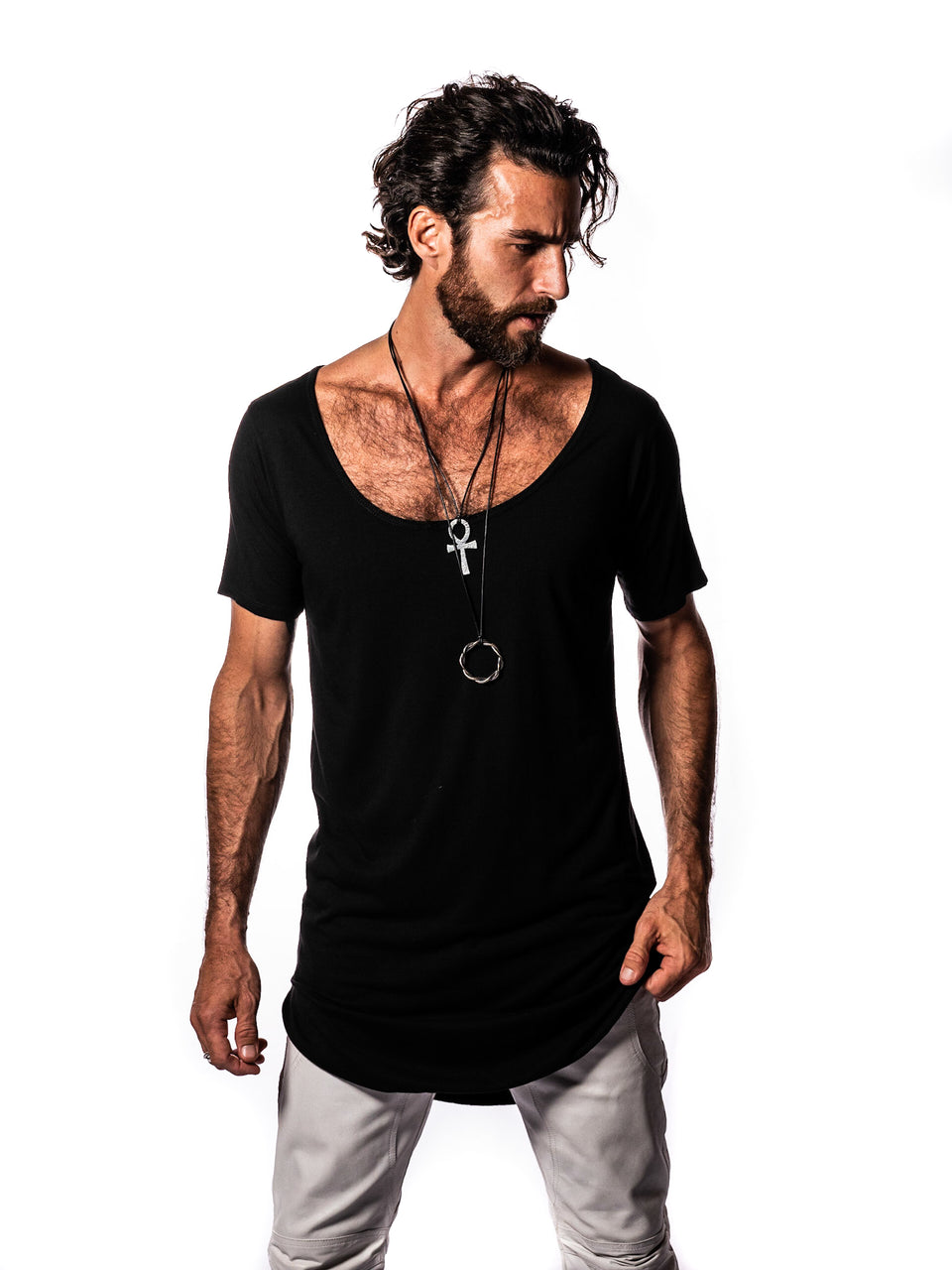 Short Sleeve Scoop Neck Shirt - Black Magick