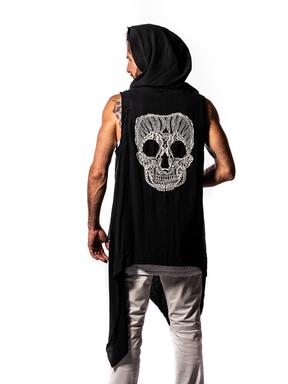 Linen Vest - Black - Basic or Skull - with Hood
