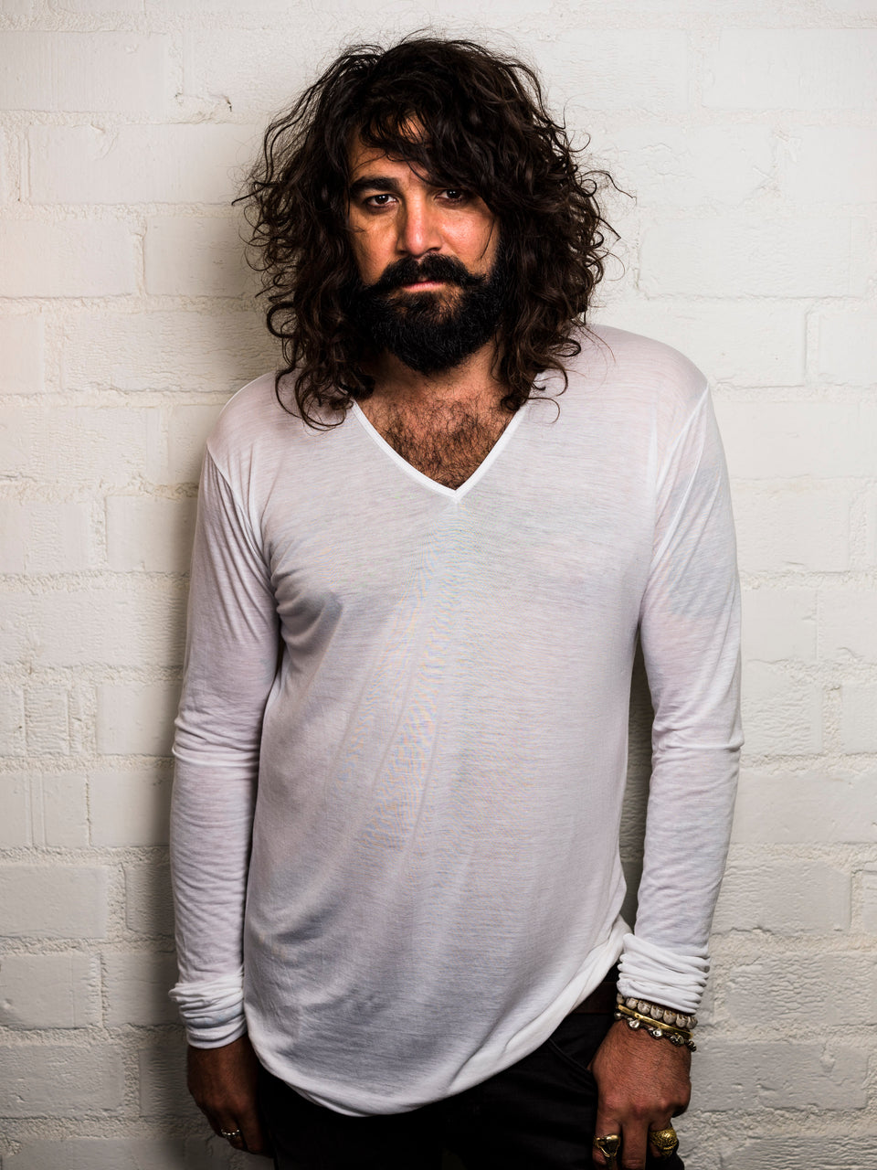 Long Sleeve V-Neck Shirt - Illuminated White