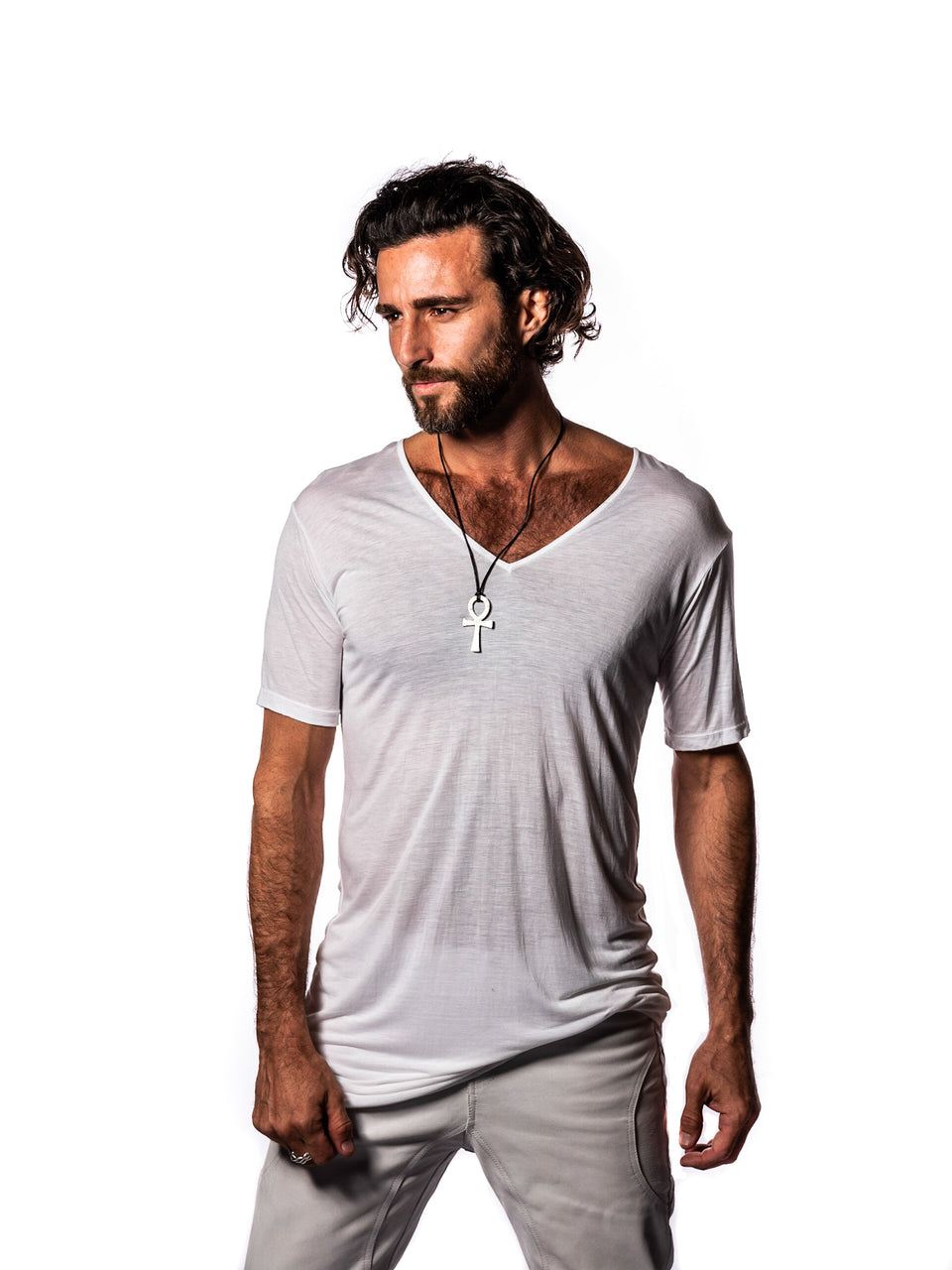 Short Sleeve V-Neck T-Shirt - Illuminated White