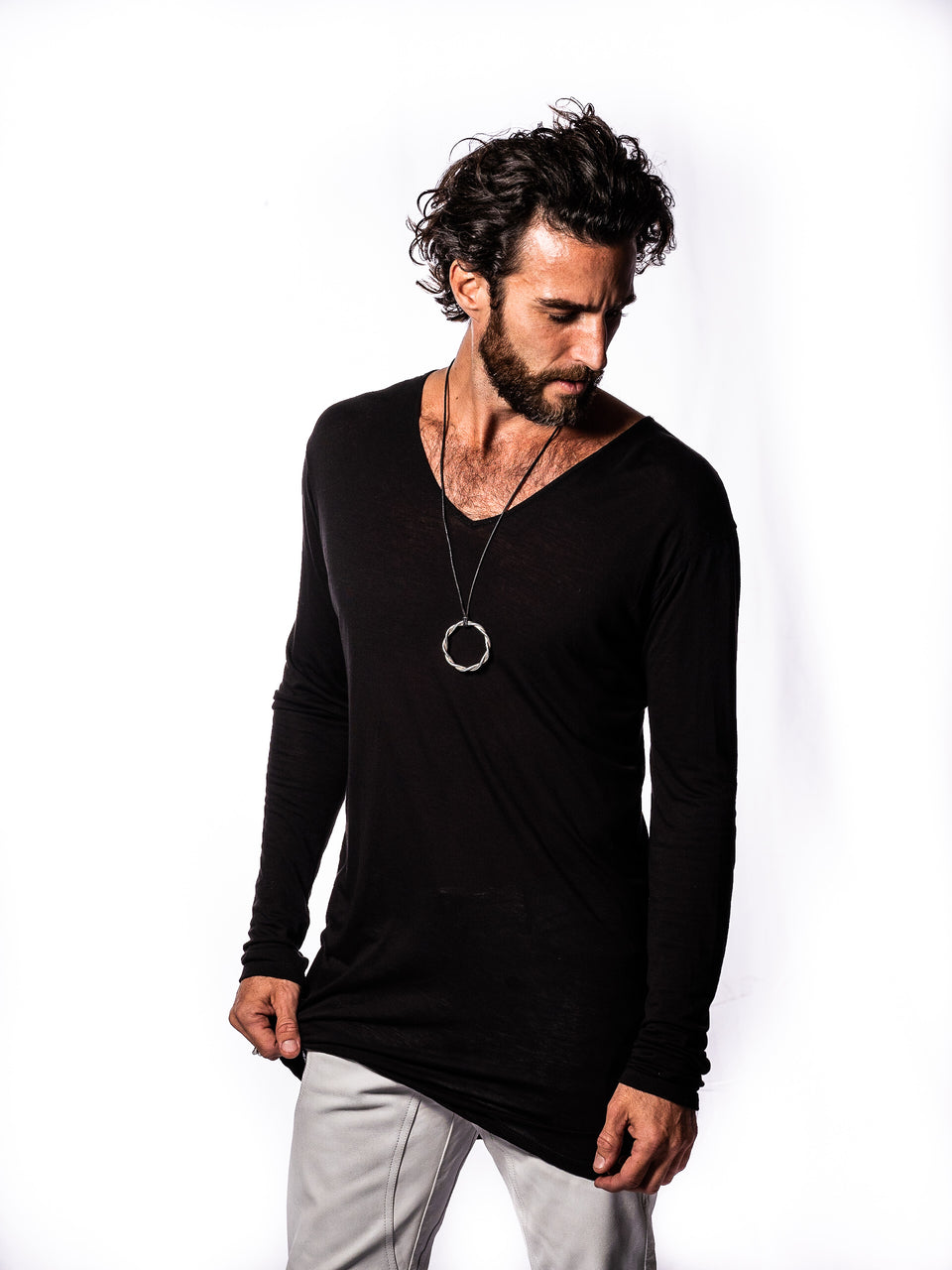 Long Sleeve V-Neck Shirt - Black Magick