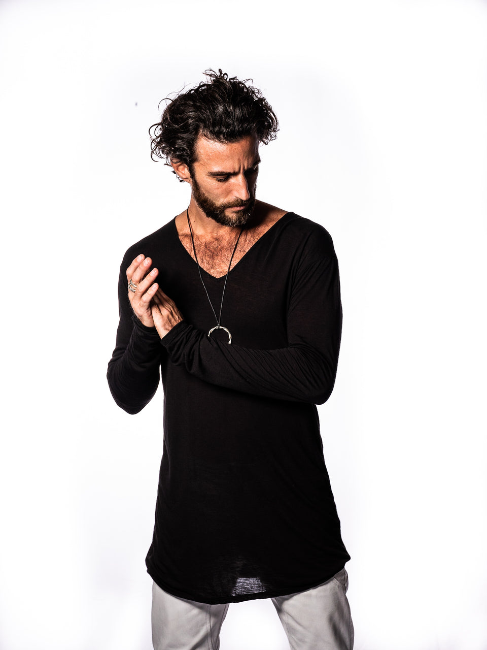 Long Sleeve V-Neck Shirt - Black Magick